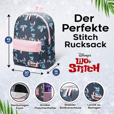 Рюкзак Disney Stitch для дівчаток: шкільний, спортивний, для подорожей - рожево-синій (40x30x15 см)