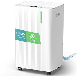 Електричний осушувач повітря EUHOMY 12л/24г, тихий та економічний, з відведенням води, автоматичним розморожуванням, 3 режими, для квартири 25м²/122м³