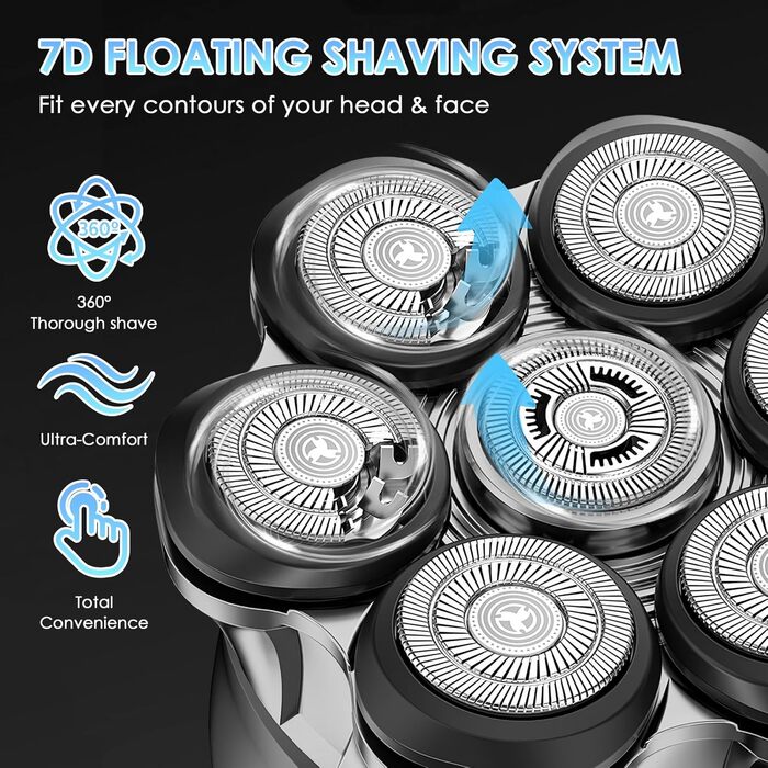 Електрична бритва Glatzen для чоловіків з плаваючою головкою, LED-дисплеєм, 2 режимами, Type-C зарядкою, водонепроникна, чорна
