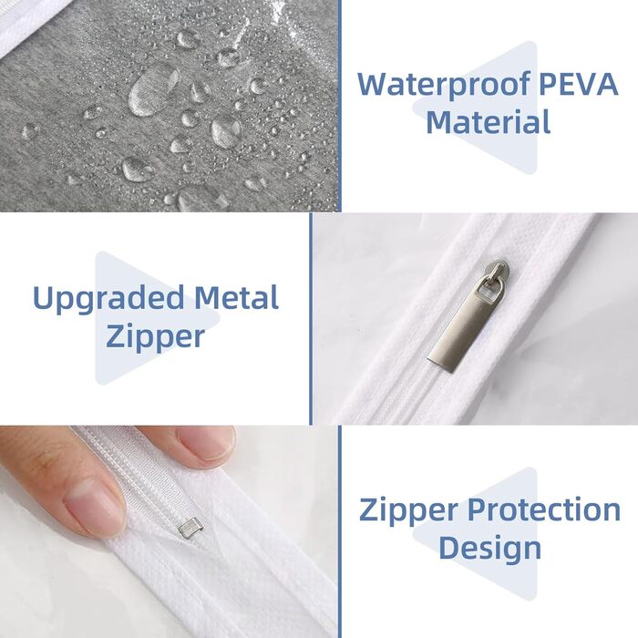 Прозорі мішки для одягу на вішалку, 101.6 см, 5 шт. - мішки для костюмів, органайзери для шафи, водонепроникні, з блискавкою