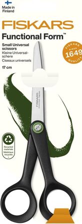 Універсальні ножиці Fiskars ReNew 16,7 см, чорні, з переробленої нержавіючої сталі та пластику, ергономічна ручка, модель 1074543