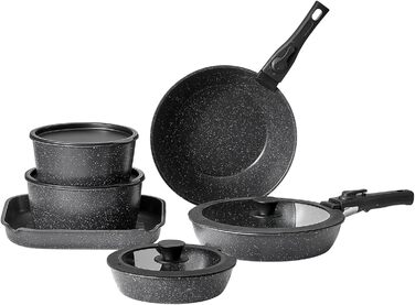 Каструля VEVOR з кришкою (індукційна, антипригарна, чорна, зі знімною ручкою) для кухні кемпера/автобудинку