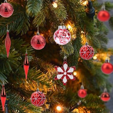 40 шт. прикрас на ялинку, міцні кулі, декор для ялинки, орнаменти (червоні)