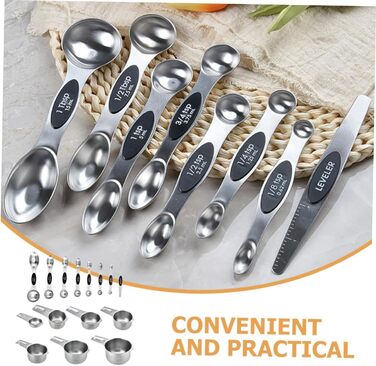 Cabilock 1 Set Measuring Cups Measuring Spoons Set Label Dispenser Teaspoons Instant Kettle Stainless Steel Measuring Cups Adjustable Measuring Spoon Drink Cookie Jar Baking Moulds Stainless Steel
