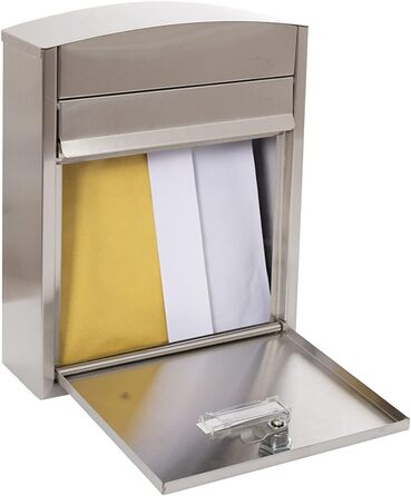 Поштовий ящик ARREGUI Compact E5731 сталевий оцинкований, білий (нержавіюча сталь), розмір S (DIN A5), настінний, водонепроникний, з табличкою для імені, 2 ключі, легкий монтаж