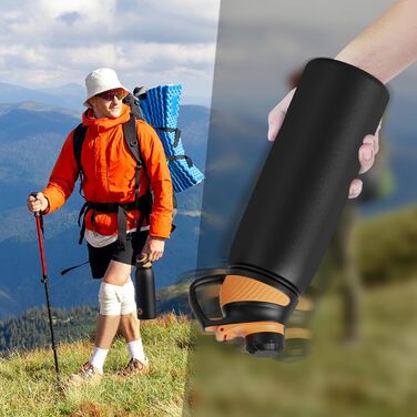 Фляга спортивна Fjbottle Edelstahl 1л з магнітною кришкою, BPA-Free, для школи, фітнесу, чорна