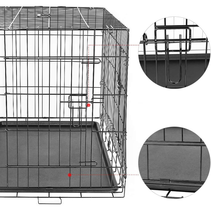 Клітка для собак з 2 дверцятами, складана переноска для собак та дрібних тварин з піддоном (42 дюйми)