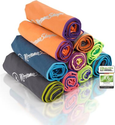 Рушник з мікрофібри NirvanaShape - туристичний, пляжний, спортивний (80 x 40 см, помаранчевий з фіолетовим кантом)