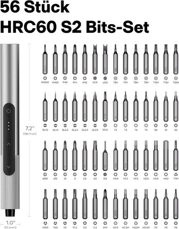 HOTO SNAPBLOQ™ S-A01 Міні Електричний Набір Викруток, Прецизійний Інструмент для Ремонту, 3 Регулювання Моменту, для Телефонів, Ноутбуків, Окулярів та Годинників