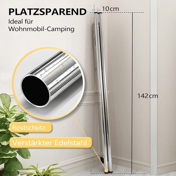 Сушарка для білизни URYAN 200 см, сталева, розкладна, для дому та вулиці, з 20 гачками, велика, стійка