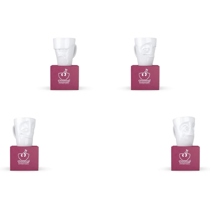 Fiftyeight 4er Becher Set GRUMMELIG & VERSCHMITZT & VERGNÜGT & VERDUTZT je ca. 350ml / white