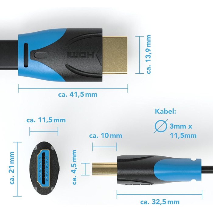 Кабель HDMI 2.0 Flat White 10м: 4K@60Hz, HDR, Ethernet, Ultra HD, 3D, Full HD, 1080p, ARC, білий