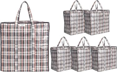 Josephine Osthoff Unisex Heavy-Duty Waterproof Storage Bags, Durable & Versatile, With Zipper for Moving & Shopping, 75L Capacity, Up to 20 kg Load, Black, Pack of 9 (6 Black Pieces)
