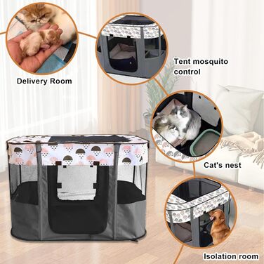 Клітка-забіг для цуценят, сіра. Розміру L. Розкладний забіг для тварин, огорожа для цуценят, портативна клітка для кошенят, цуценят, кроликів