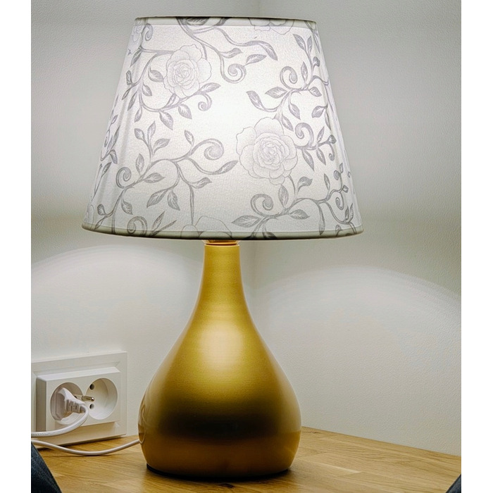 Сенсорна настільна нічна лампа з абажуром, LED, золотиста