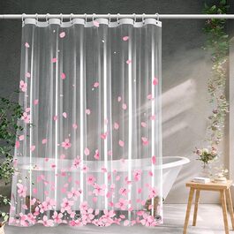 Прозора штора для ванної кімнати Blumen 180x200 см з гачками, антигрибкова, водонепроникна EVA