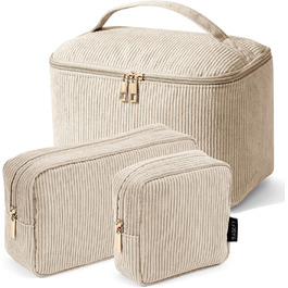 Косметичка MAGEFY для макіяжу: 2 шт. у наборі, з відділеннями, бежевого кольору, для подорожей та щоденного використання