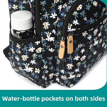 Шкільний рюкзак Leaper з квітковим принтом, сумка-рюкзак, сумочка для книг, дамська сумка 42 л, темно-синій з білим, 2 шт.