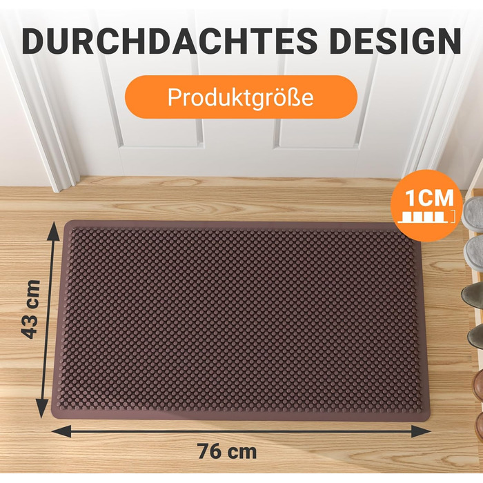 Килимок для підлоги Fowooyeen з силікону, 43 x 76 см, коричневий, для дому та вулиці, миючий, не слизький