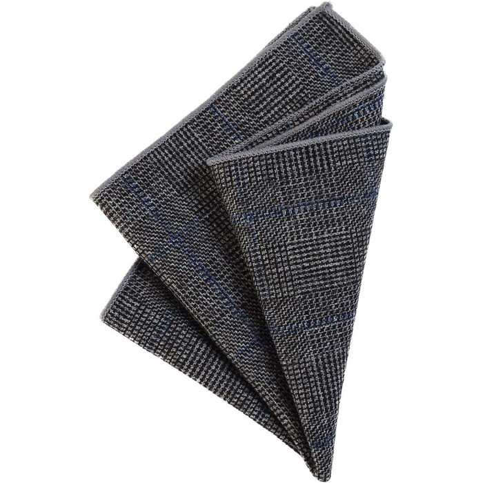 Метелик DonDon чоловічий, бавовняний, в клітку (синьо-чорно-сірий), з нагрудною хустинкою 23x23 см, стиль твід