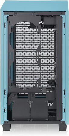 Корпус Thermaltake The Tower 200 Turquoise Mini-ITX з вертикальним розташуванням, загартоване скло, 2x CT140 вентилятори, підтримка AIO 280мм, GPU до 380мм