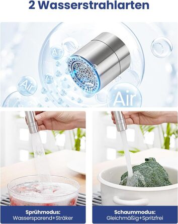 Чорний кухонний змішувач з гнучким виливом, 360° обертання, 2 режими струменя, нержавіюча сталь