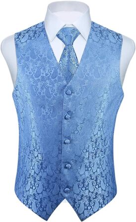 Жакет для костюма чоловічий світло-блакитний з паєтками, комплект з краваткою та нагрудником, елегантний блакитний костюмний жакет HISDERN, розмір M