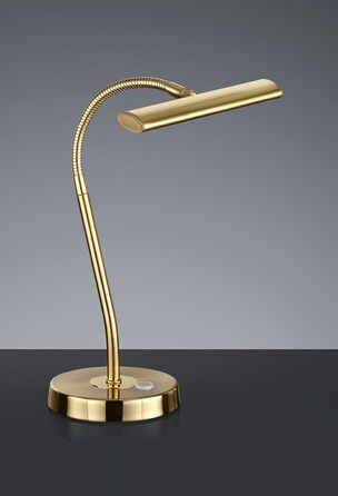 LED настільна лампа Trio Leuchten Curtis, металевий корпус, матове латунь, 4 Вт, сенсорне керування, гнучка шийка