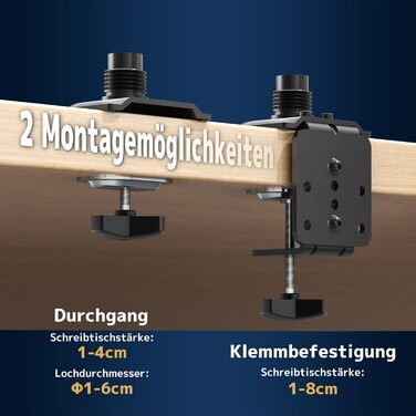 Кріплення для монітора 2 шт. один над одним, 17-49 дюймів, плоскі та вигнуті екрани, вертикальне кріплення, регулювання висоти, 20 кг на кріплення, VESA 75/100 мм, чорний