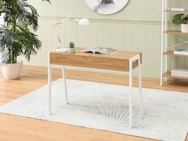 Прямокутний письмовий стіл Mebel-Partner 100 x 45 x 75 см, білий/золотий дуб