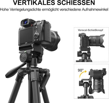 Штатив для камери RALENO Stabile, 152 см, з сумкою. Легкий та міцний штатив для професійних фотографів та відеозйомки з тримачем для телефону iPhone. Модель TP-40