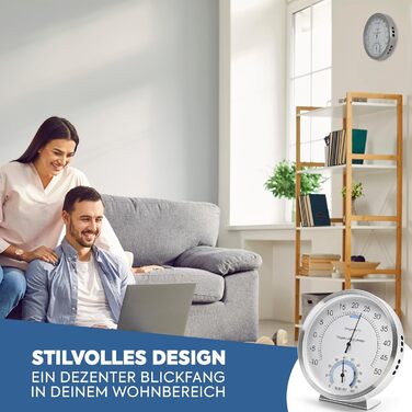 MAVORI® 2-in-1 Stainless Steel Thermometer & Hygrometer | Analog Hygrometer & Thermometer | Humidity Meter & Room Thermometer for a Healthy Indoor Climate | Ø 12.5cm