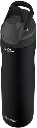 Contigo Autoseal Chill Water Bottle, Matte Black, Stainless Steel Water Bottle with Autoseal Technology, Insulated Bottle Keeps Drinks Cold for Up to 28 Hours, Leak-Proof, BPA-Free, 720 ml