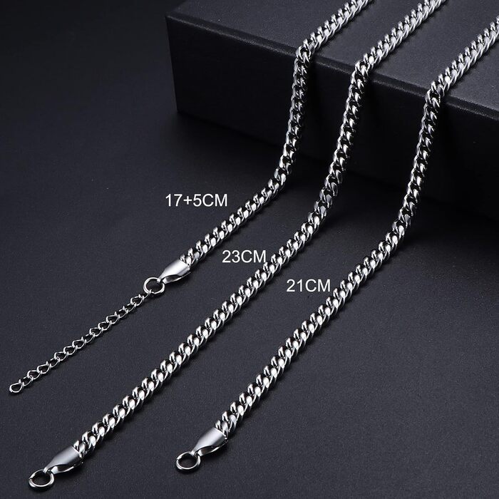 Чоловічий браслет Cassieca з нержавіючої сталі, панцерна/кубинська ланцюгова браслет, 5 мм/9 мм, 17/21/23 см, хіп-хоп, реперський стиль, модні прикраси, подарунок у коробці