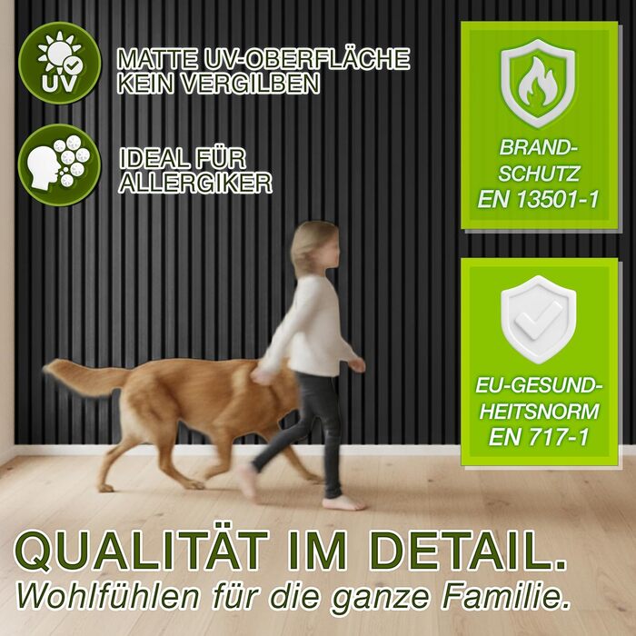 Акустичні панелі TRESKO з дерева 120×60×2,1 см (4 шт), 3D стінові ламелі для шумоізоляції, колір дуб чорний, з набором 8 гачків та монтажним комплектом