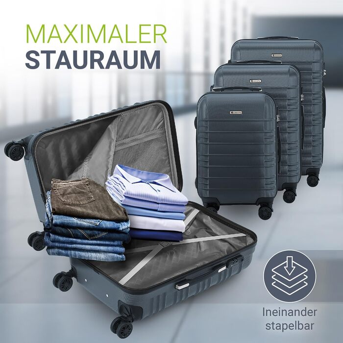 Набір валіз Juskys® Hartschale 4 шт. - з кодовим замком, тихі колеса 360°, телескопічна ручка, легкий, колір антрацит