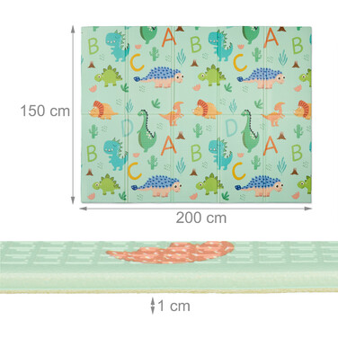 Relaxdays Foldable Play Mat Dinosaurs and Train