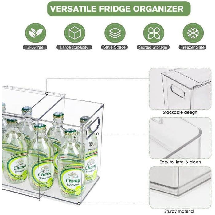 Refrigerator Organizer Drawer Set with Handle, 3-Piece Stackable Kitchen Storage Boxes with Pull-Out Drawer & Lid for Vegetables, Berries, Meat | PET Plastic Food Storage Containers (1 pack-9L)