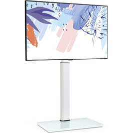 FITUEYES Adjustable Swivel TV Stand - Floor Mount for 32-60 Inch Flat & Curved TVs (Up to 30kg, VESA 600x400) - White