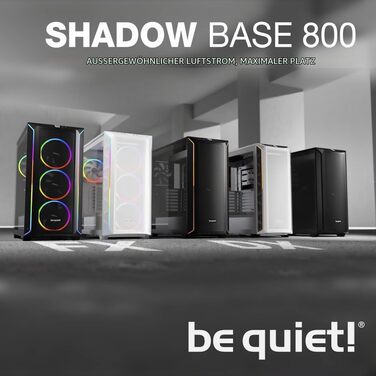 Корпус для ПК be quiet! Shadow Base 800 FX White: E-ATX, 140mm PWM вентилятори Pure Wings 3, USB 3.2 Gen 2 Type-C, підтримка радіаторів 420мм, загартоване скло