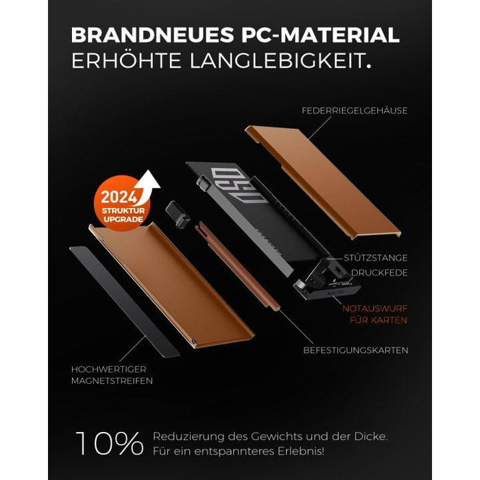 Портмоне DODENSHA® MagSnap для чоловіків з RFID захистом, відділенням для AirTag, картхолдером та відділенням для монет. Чорно-помаранчевий колір.