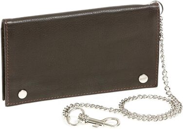 Biker Tobacco Pouch with Chrome Chain Tobacco Bag Rolling Pouch LEAS in Genuine Leather, Dark Brown - LEAS Special Edition