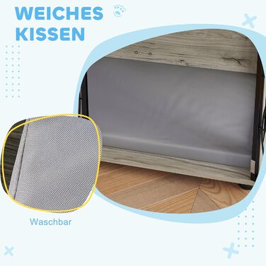 Клітка для собак PawHut - велика, 100x60x73.5 см, сіра, з подушкою, для дому