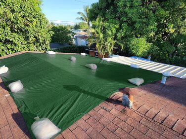 HanjetHJ Waterproof Green Tarp, 140g/m², Robust, Thick PE Material, as Tent Roof, Roof Covering, Protective Cover for Camping, Swimming Pool, Boat (4 x 5 m)