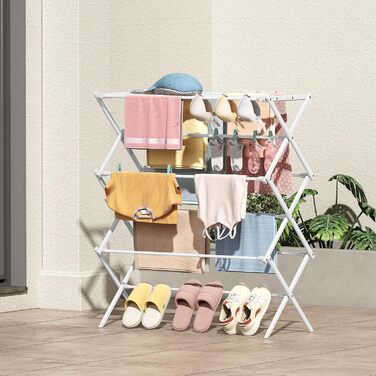 Сушарка для білизни KINGBOARD компактна складана, 6 рівнів, біла - для ванної, балкона