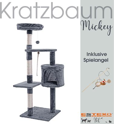 Кігтеточка для котів ESTEXO 112 см, XL, ігровий комплекс, кріпиться до стіни, сірого кольору
