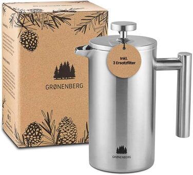 Groenenberg French Press I High-quality French Press Thermos with Keep-Warm Function I Coffee Maker in various sizes from 300ml to 1 Liter, 0.35 Liter