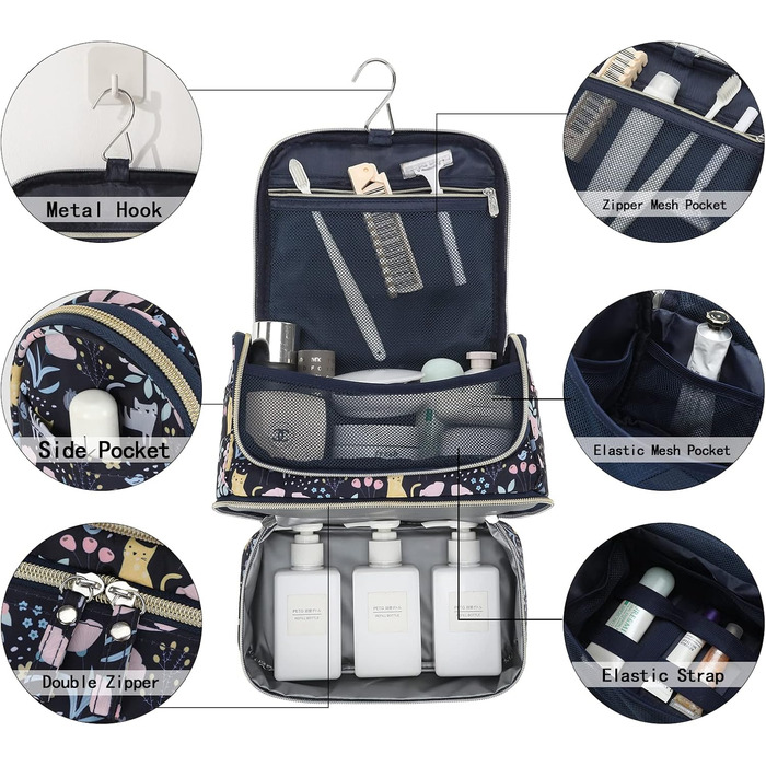 Жіноча сумочка для туалетних аксесуарів Lychii, сумочка-органайзер для подорожей, підходить для валізи та ручної поклажі, колір: морська хвиля