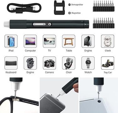 JAKEMY Mini Електродриль E21-B: Набір для дрібної механіки з регулюванням моменту та LED-підсвічуванням, USB-C зарядка