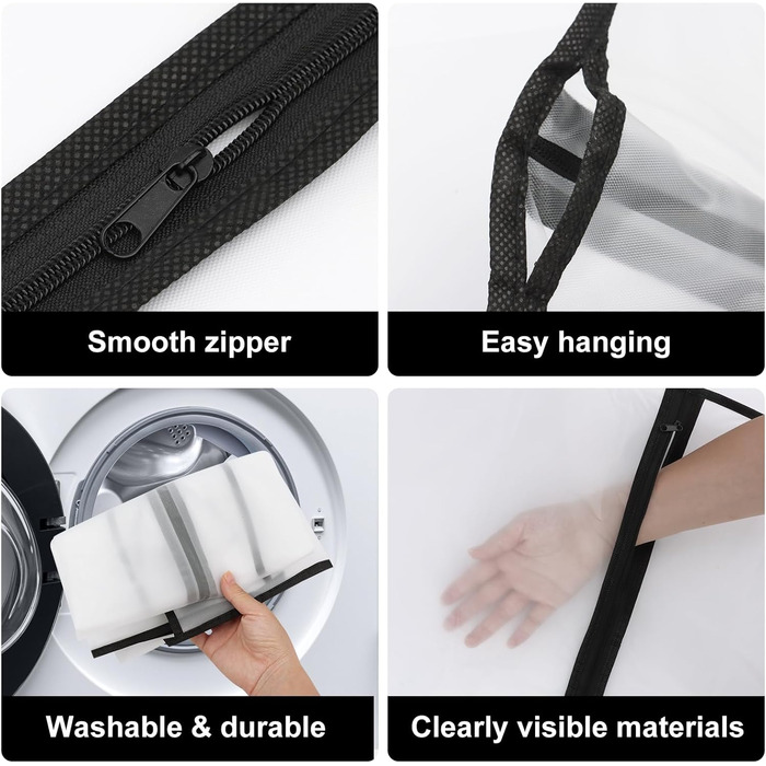 12 містких мішечків для одягу з блискавкою, прозорі чохли для одягу, захисні мішечки від пилу для костюмів, суконь, пальто, курток. Організація зберігання одягу